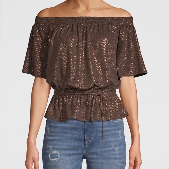 White House Black Market Tops - White House Black Market (WHBM) Off The Shoulder Sparkle Top